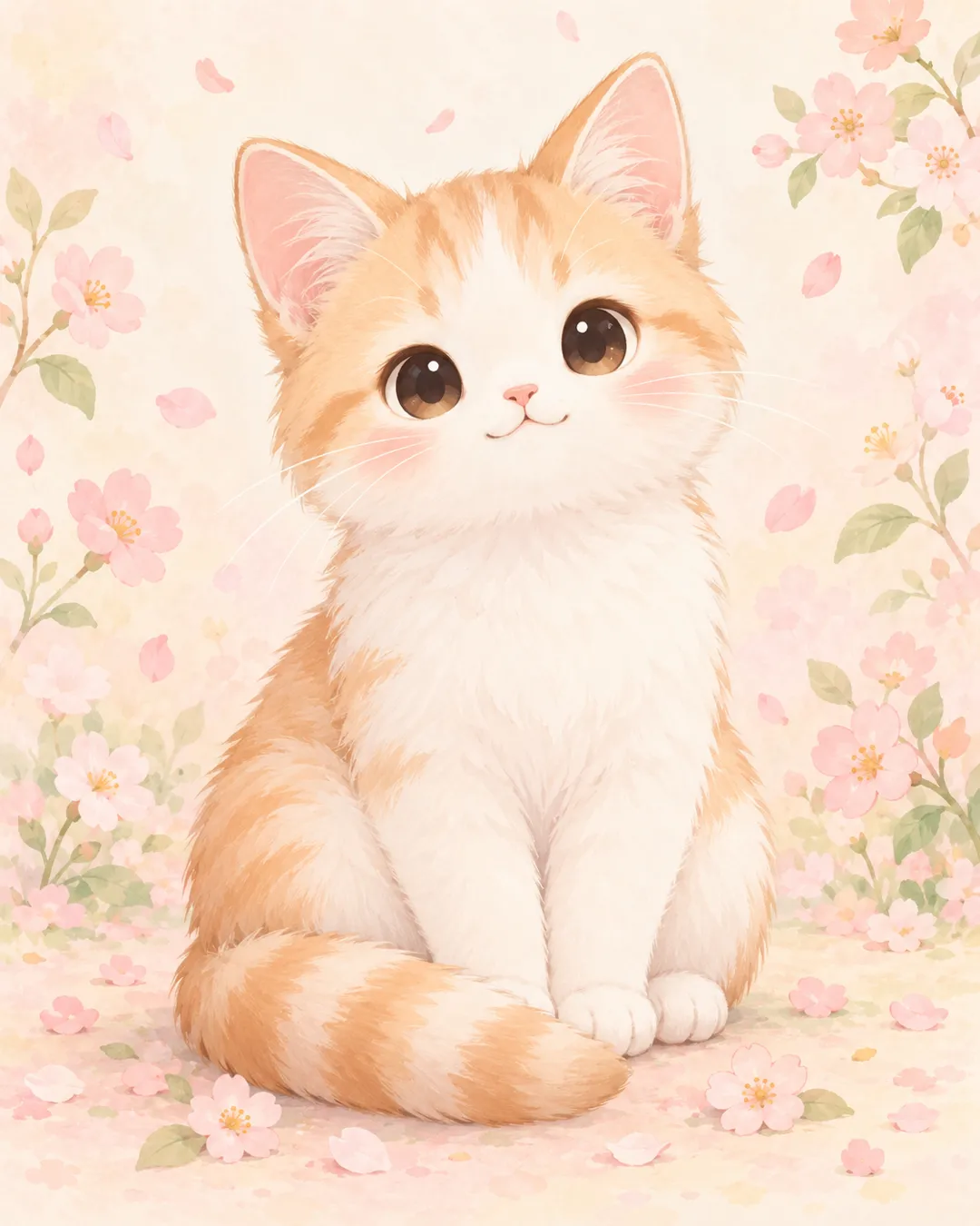 A cat depicted in kawaii style