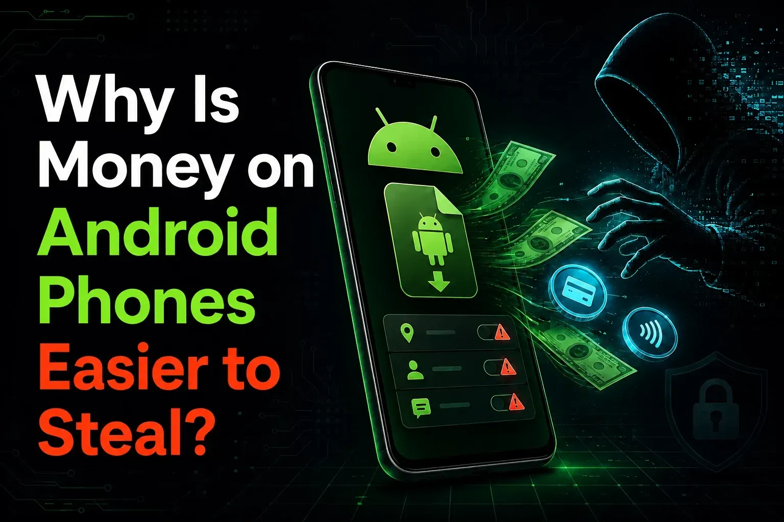 Why Is Money on Android Phones Easier to Steal? Cybersecurity illustration